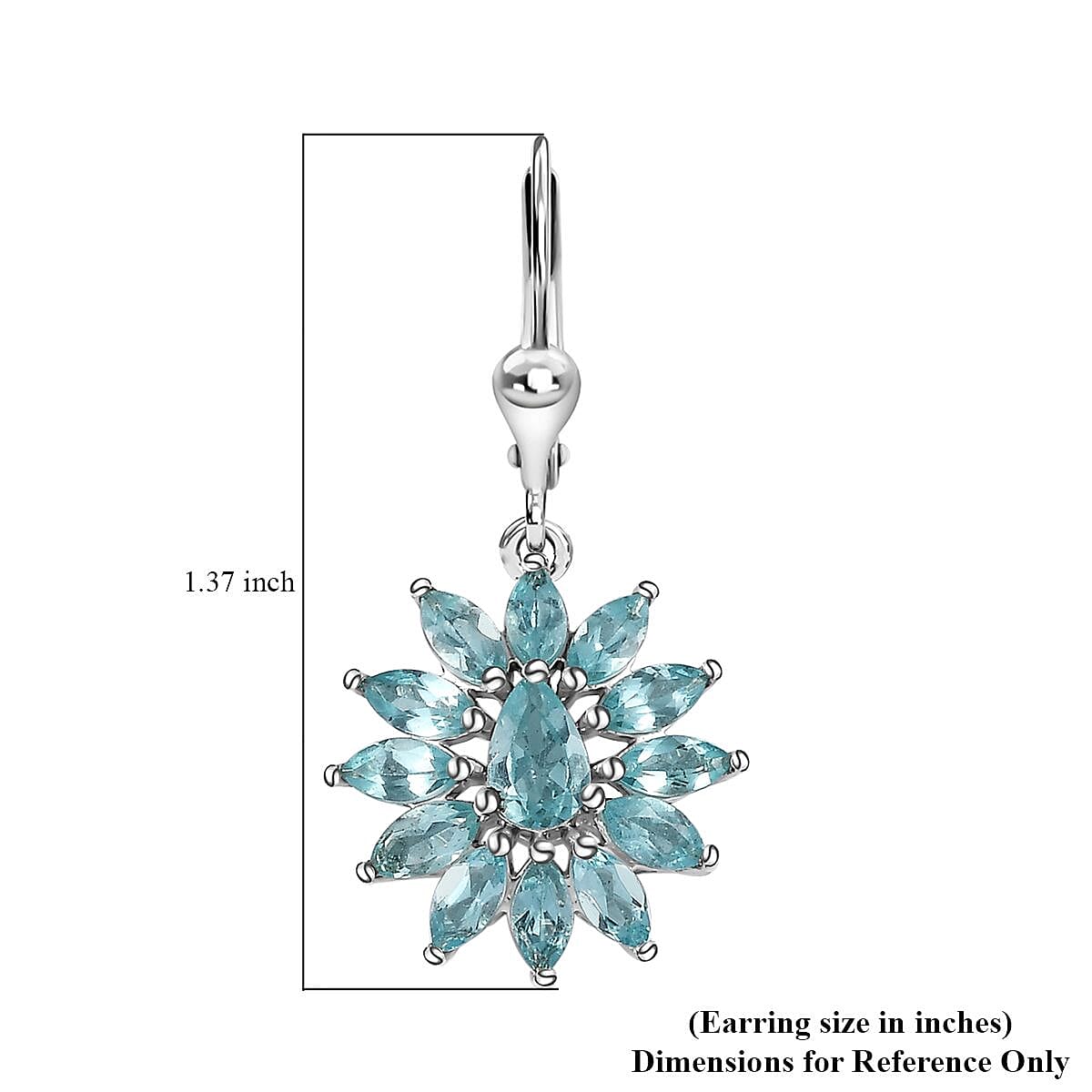 Betroka Blue Apatite Floral Lever Back Earrings in Platinum Over Sterling Silver 4.25 ctw