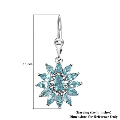 Betroka Blue Apatite Floral Lever Back Earrings in Platinum Over Sterling Silver 4.25 ctw