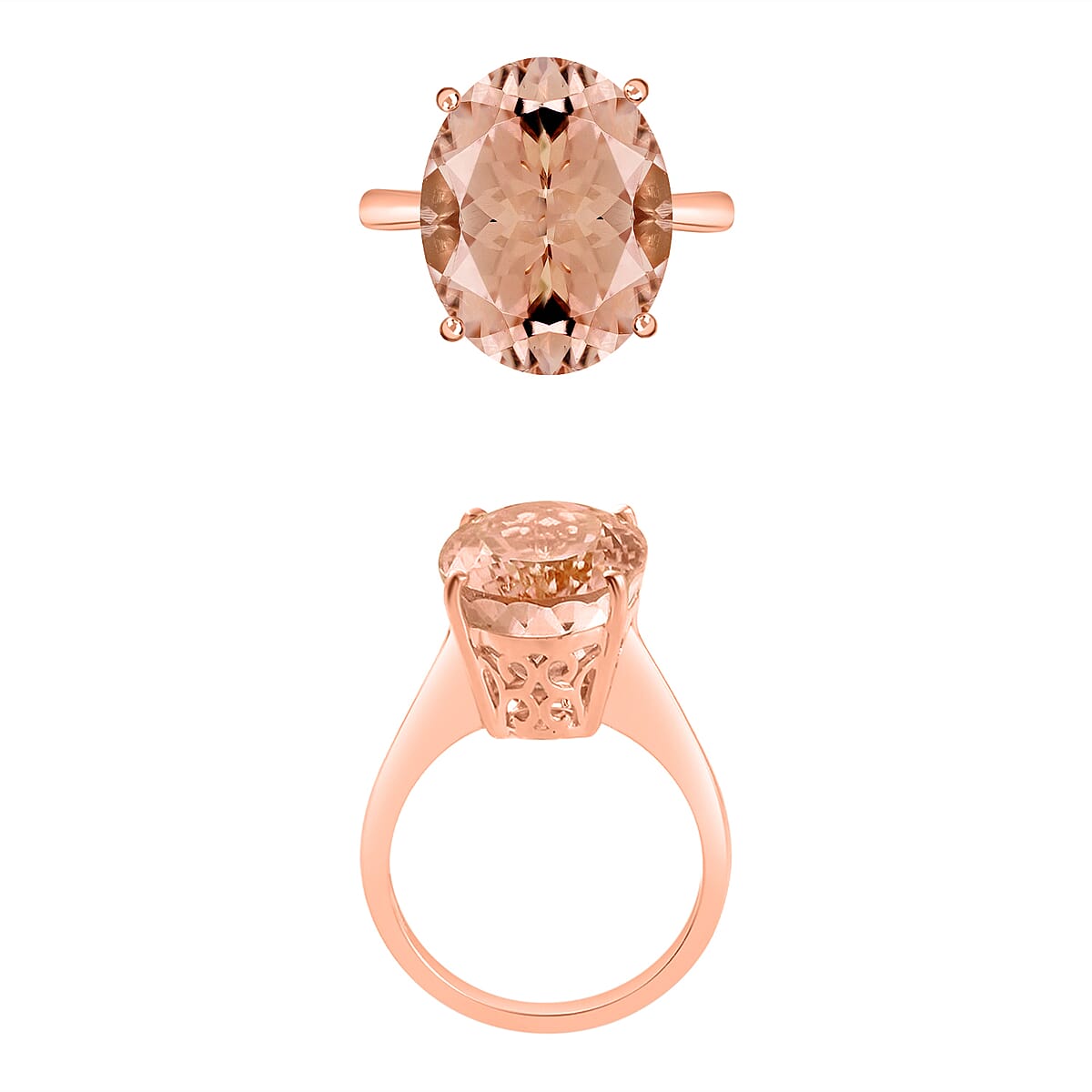 Luxoro AAA Marropino Morganite 7.00 ctw Solitaire Ring in 14K Rose Gold (Size 6.5) 4 Grams image number 3
