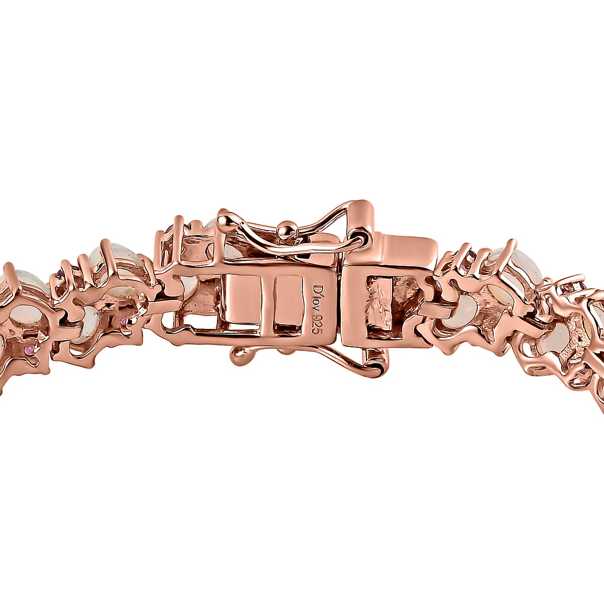 Ethiopian Welo Opal and Orissa Rhodolite Garnet Bracelet in Vermeil Rose Gold Over Sterling Silver (7.25 In) 9.75 ctw image number 4