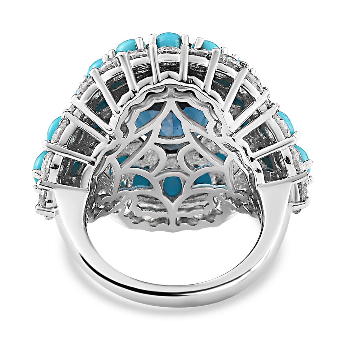 London Blue Topaz and Multi Gemstone Cocktail Ring in Platinum Over Sterling Silver (Size 7.0) 13.50 ctw image number 4