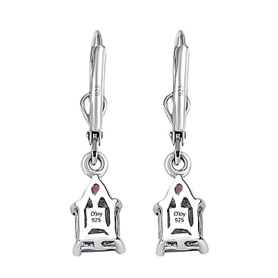London Blue Topaz and Orissa Rhodolite Garnet Lever Back Earrings in Platinum Over Sterling Silver 1.85 ctw