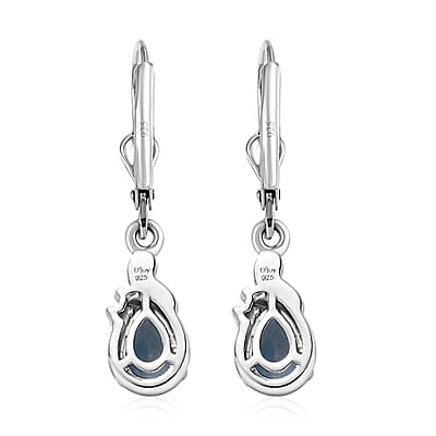 London Blue Topaz and White Zircon Lever Back Earrings in Platinum Over Sterling Silver 1.75 ctw