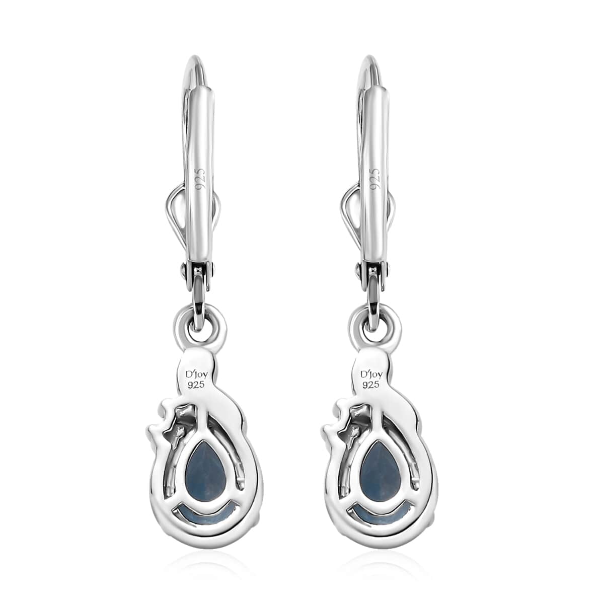 London Blue Topaz and White Zircon Lever Back Earrings in Platinum Over Sterling Silver 1.75 ctw image number 4