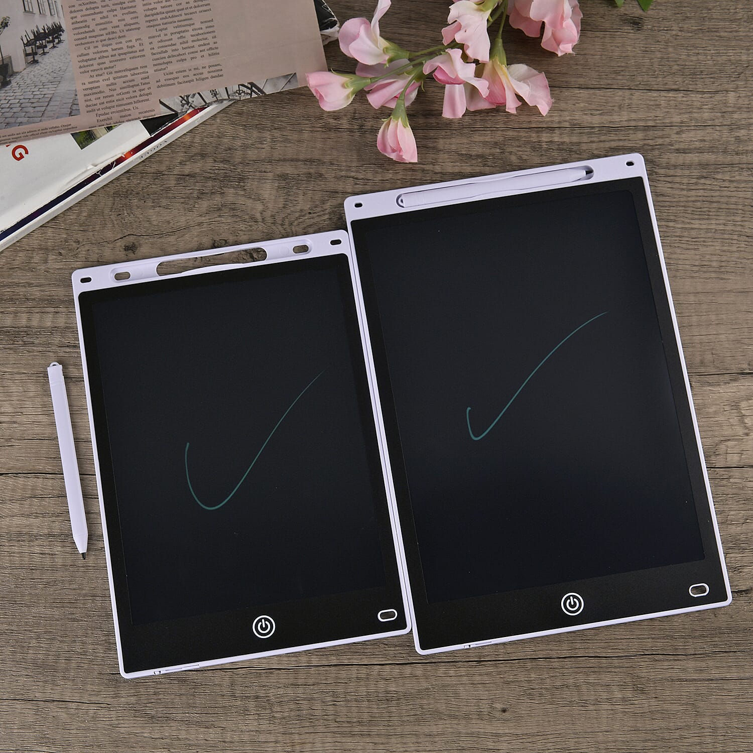 White Set of 2 Writing Boards with Color Pen (12 & 10 In)