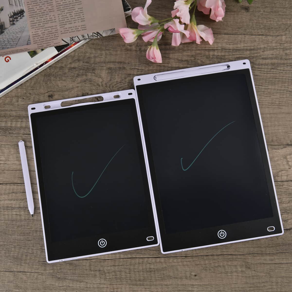 2pcs Writing Tablet (12“ and 10") with Color Pen - White image number 1