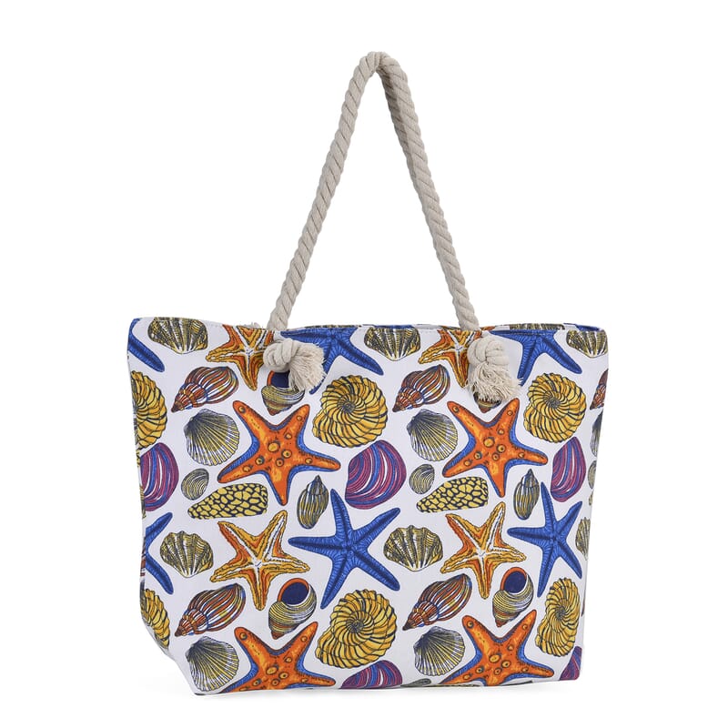 Seashell Pattern Beach Tote Bag and Hat Set