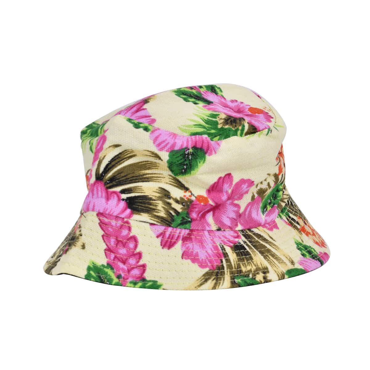 Pineapple and Flower Pattern Beach Tote Bag and Hat Set image number 4