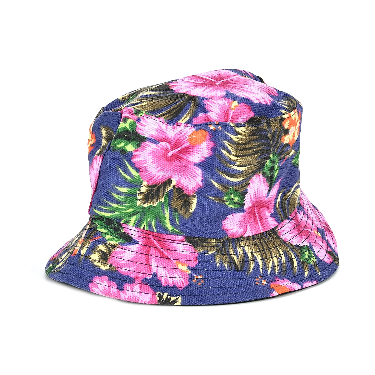 Navy Flower Pattern Beach Tote Bag and Hat Set image number 4