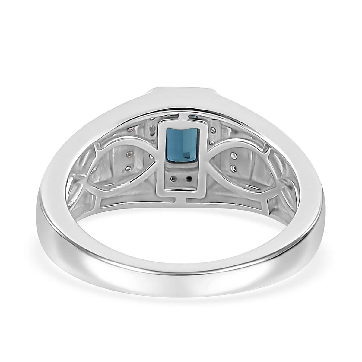 AAA Monte Belo Indicolite and White Zircon Men's Ring in Platinum Over Sterling Silver (Size 11.0) 0.90 ctw image number 5