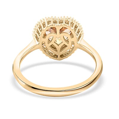 Luxoro 10K Yellow Gold AAA Turkizite and G-H I1 Diamond Heart Halo Ring (Size 8.0) 2.25 ctw