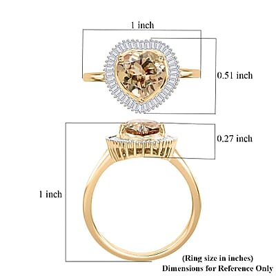 Luxoro 10K Yellow Gold AAA Turkizite and G-H I1 Diamond Heart Halo Ring (Size 8.0) 2.25 ctw