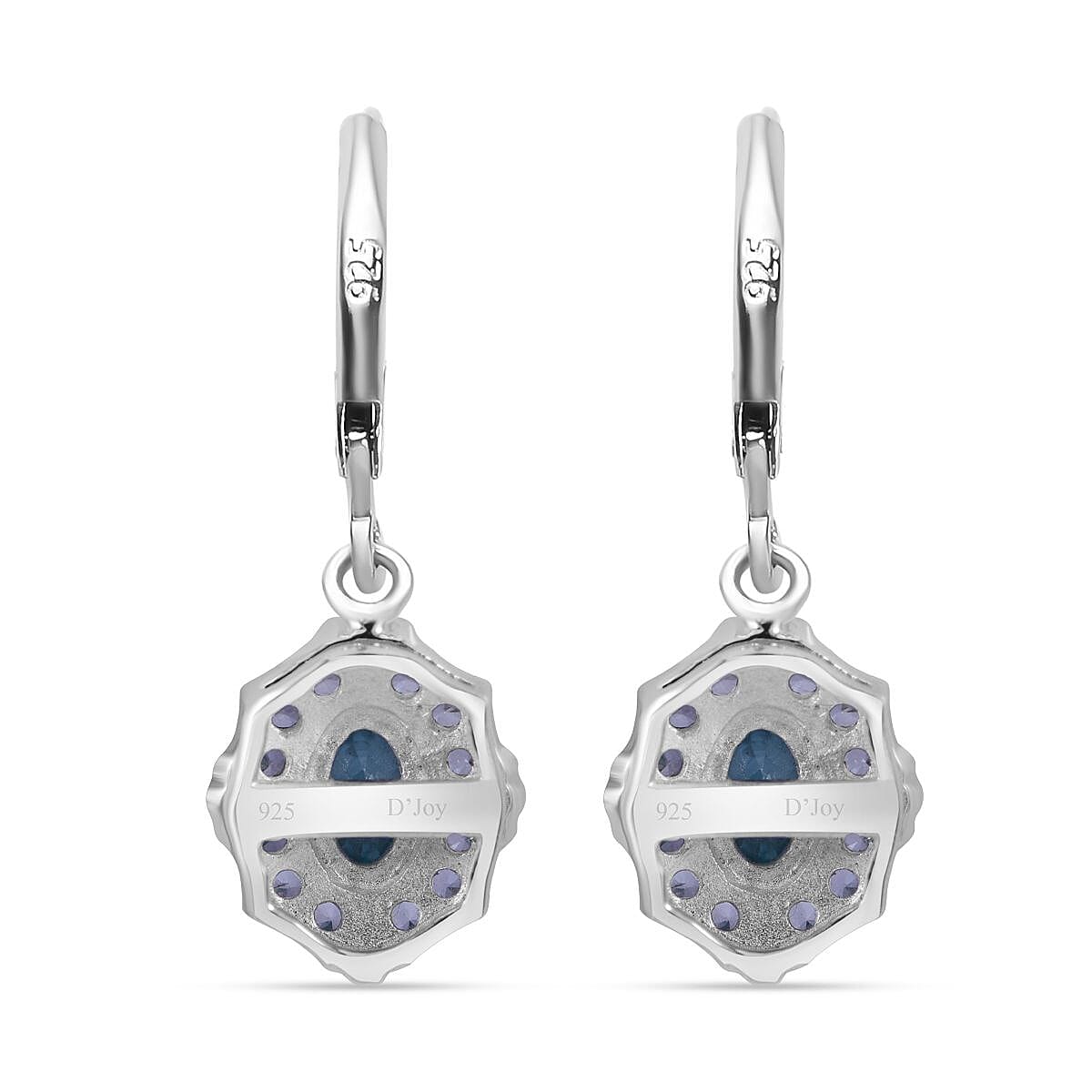 Premium Blue Zircon and White Zircon 2.00 ctw Earrings in Rhodium Over Sterling Silver