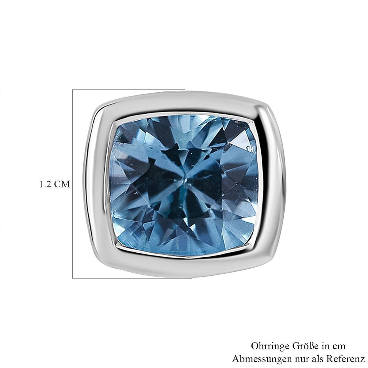 Blue Zircon 1.85 ctw Stud Earrings in Rhodium Over Sterling Silver image number 5