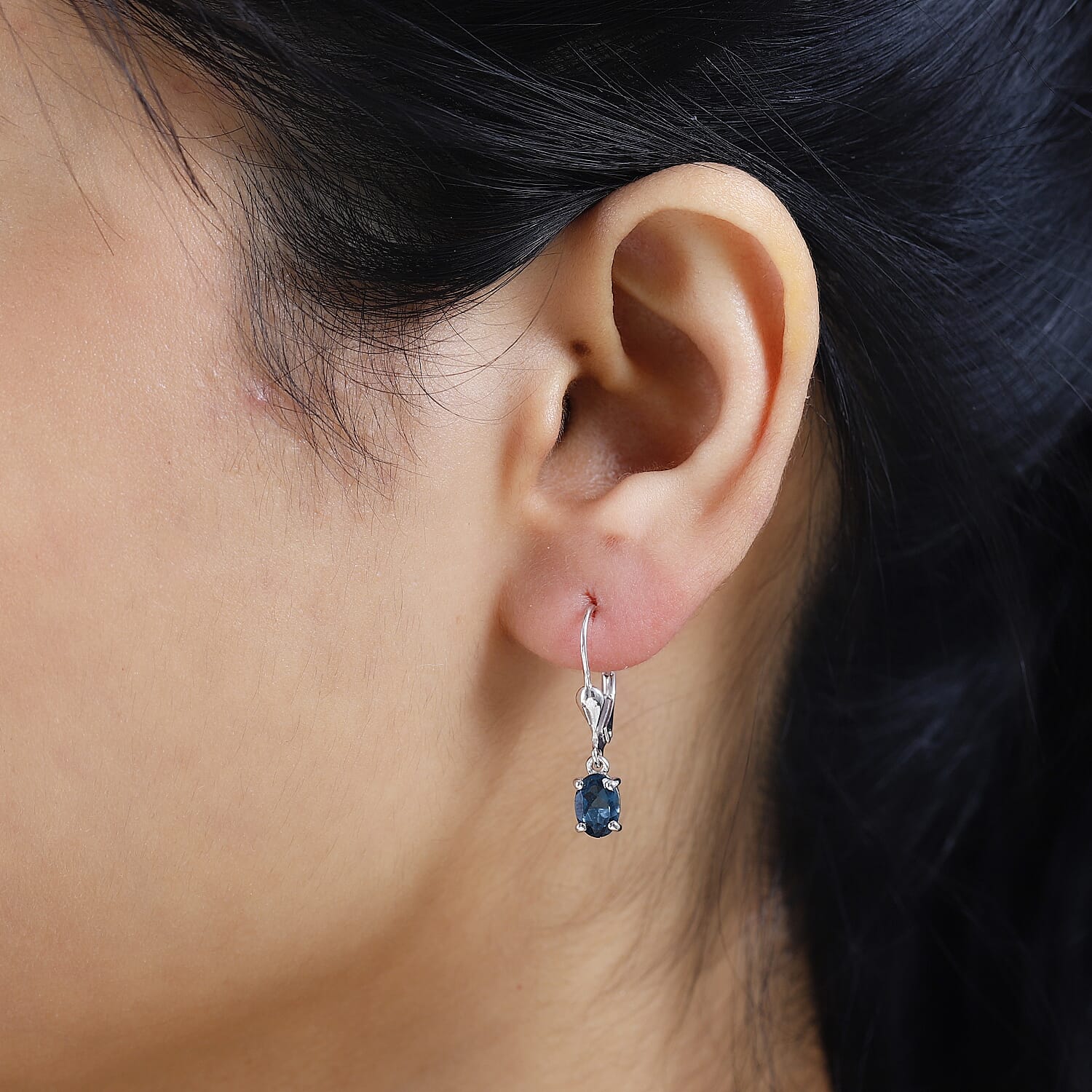 London Blue Topaz Lever Back Earrings in Platinum Over Sterling Silver 1.90 ctw
