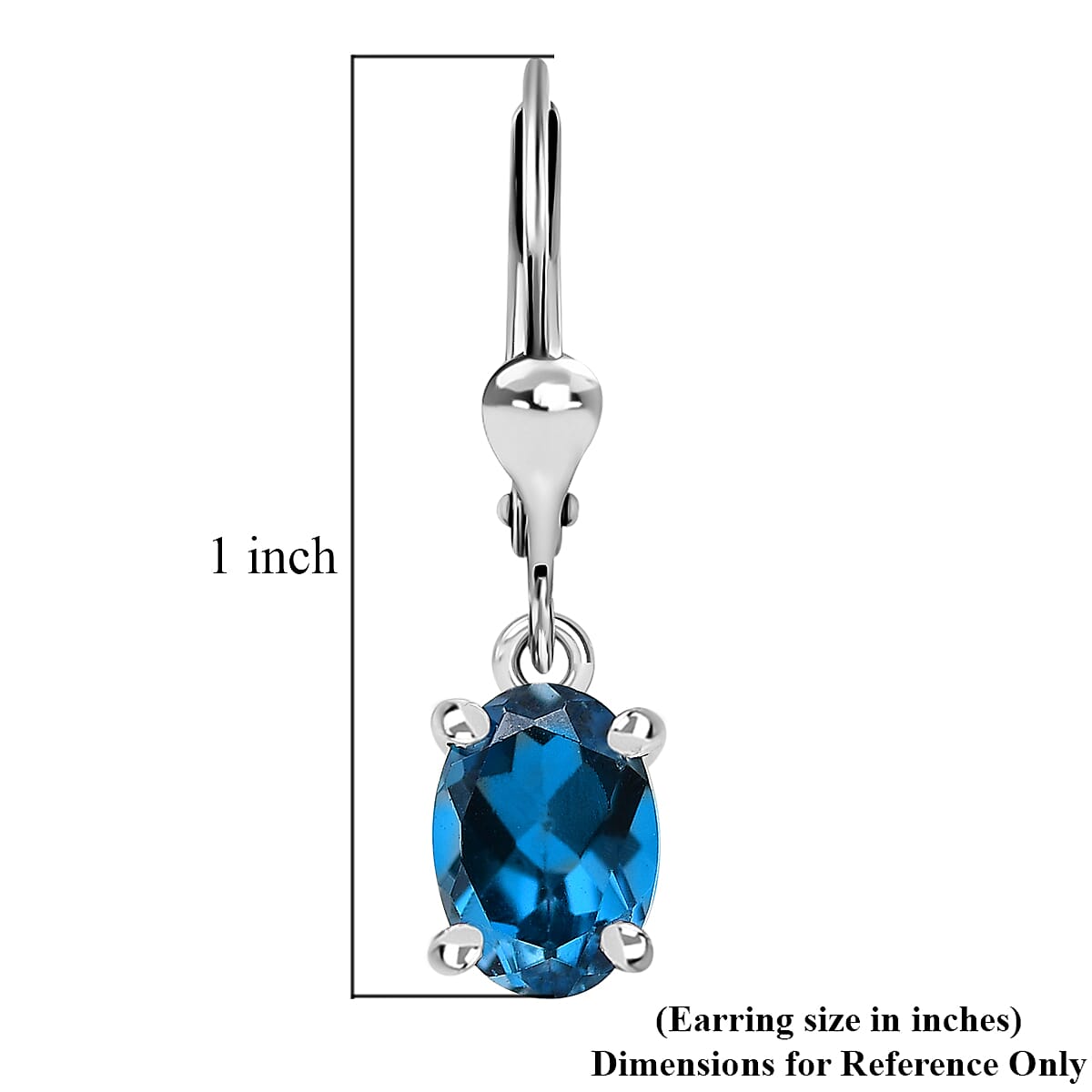 London Blue Topaz Lever Back Earrings in Platinum Over Sterling Silver 1.90 ctw