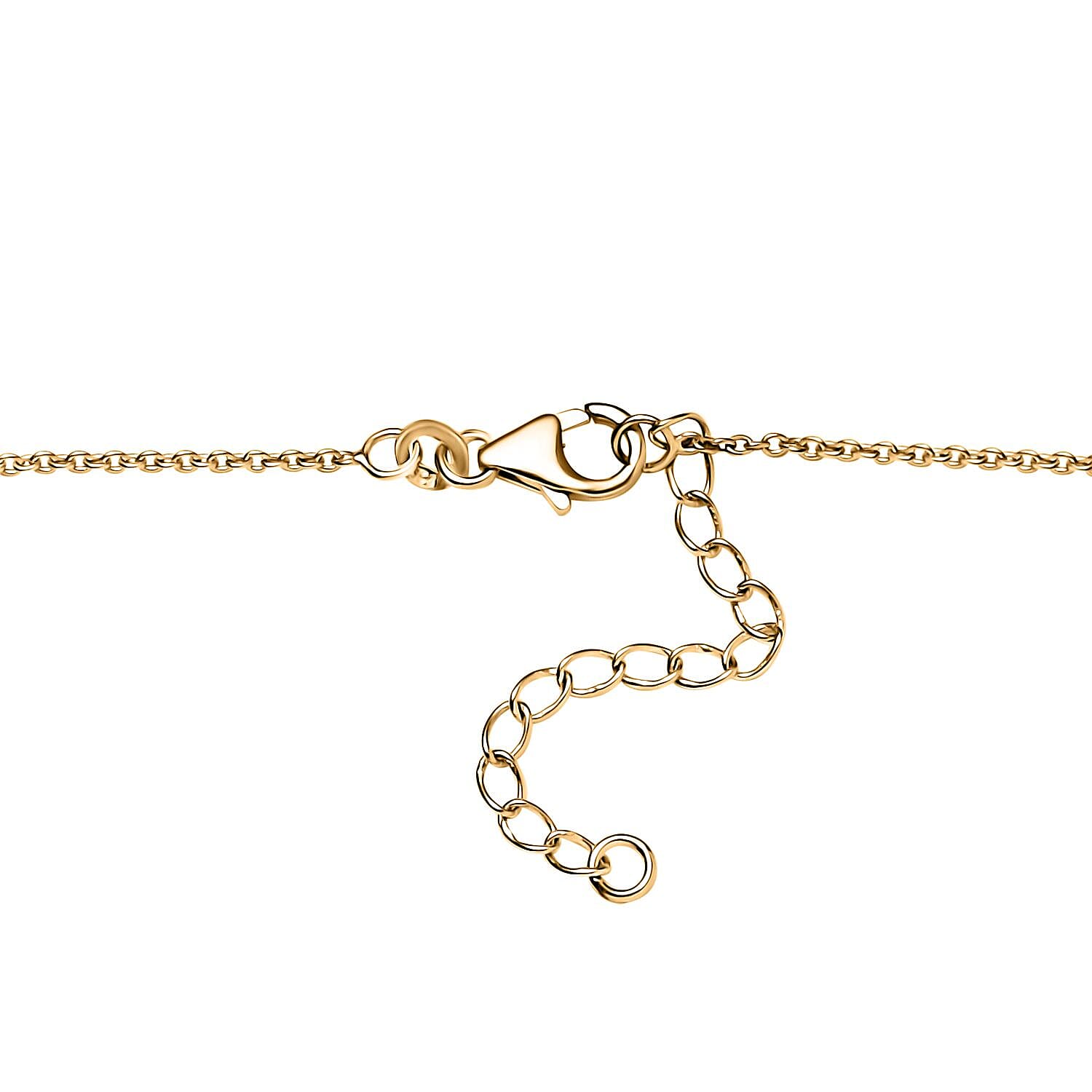 Yellow Mother Of Pearl and Multi Gemstone Necklace 20 Inches in Vermeil Yellow Gold Over Sterling Silver 1.15 ctw