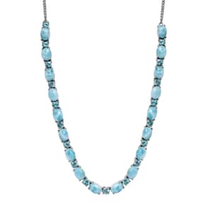 Larimar and Madagascar Paraiba Apatite Necklace 18 Inches in Platinum Over Sterling Silver 34.65 ctw