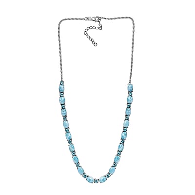Larimar and Betroka Blue Apatite 34.65 ctw Necklace 18 Inches in Platinum Over Sterling Silver