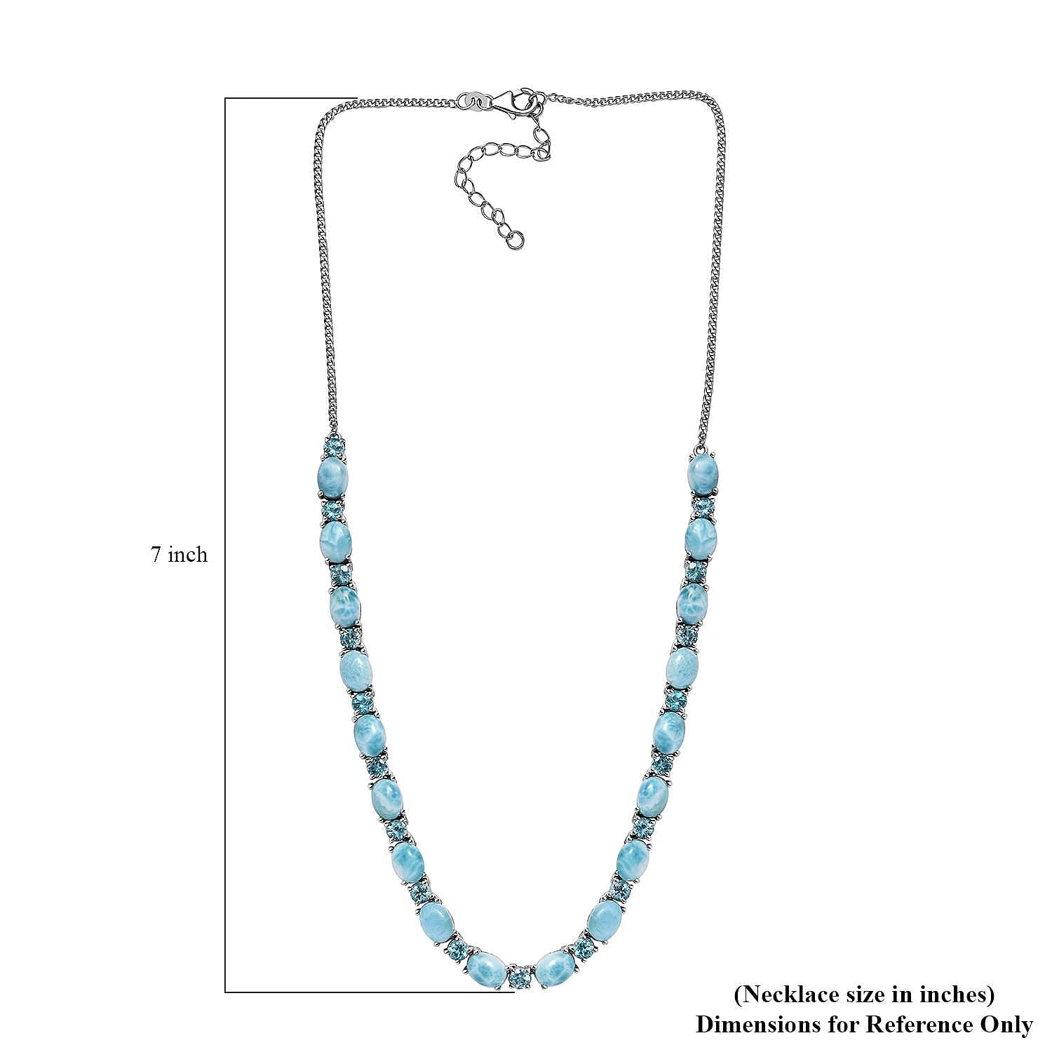 Larimar and Betroka Blue Apatite 34.65 ctw Necklace 18 Inches in Platinum Over Sterling Silver