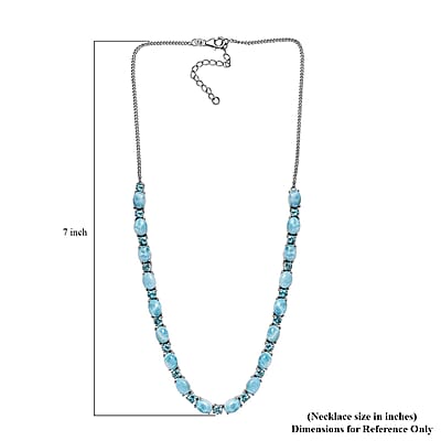 Larimar and Betroka Blue Apatite 34.65 ctw Necklace 18 Inches in Platinum Over Sterling Silver