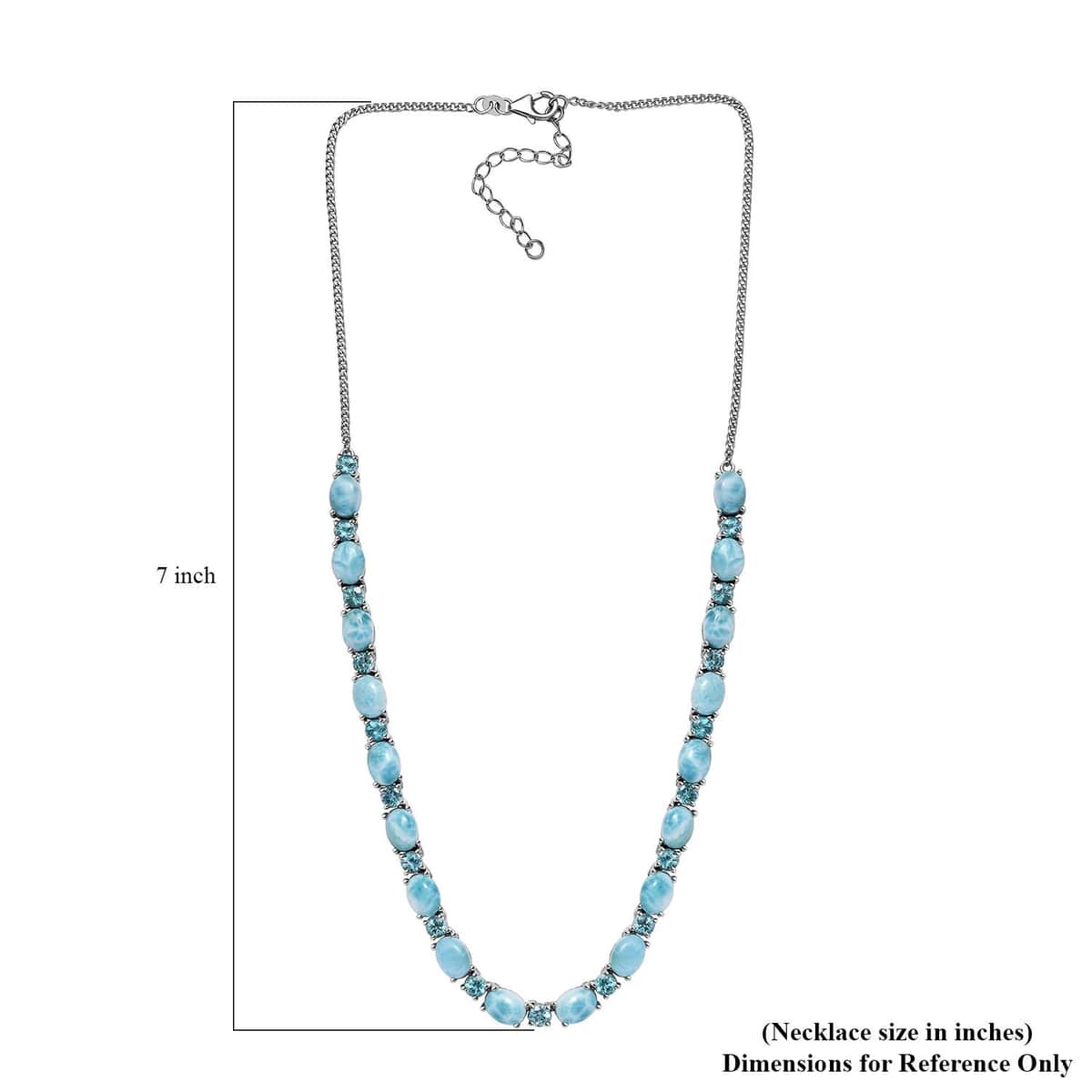 Larimar and Madagascar Paraiba Apatite Necklace 18 Inches in Platinum Over Sterling Silver 34.65 ctw image number 5