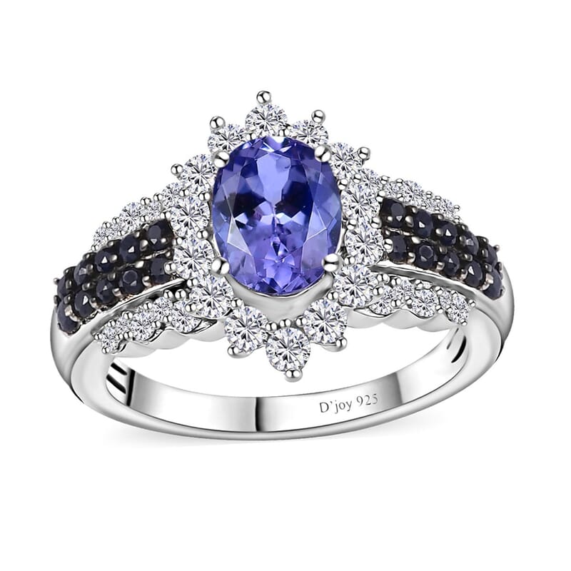 Tanzanite, Multi Gemstone Sunrays Ring in Platinum Over Sterling Silver (Size 10.0) 2.40 ctw