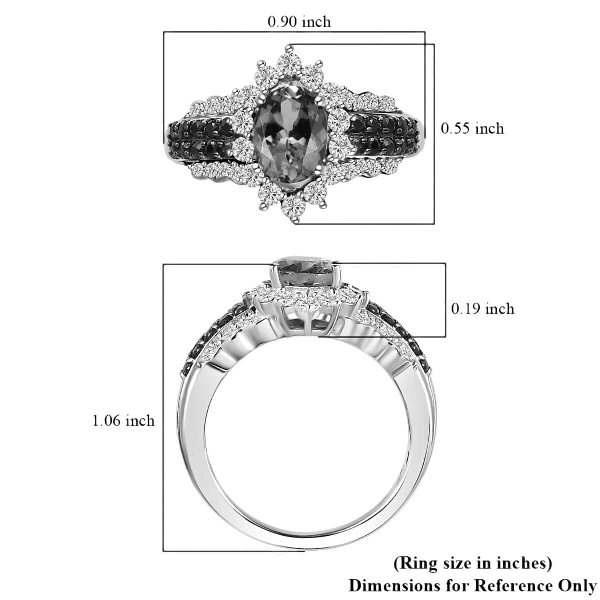 Tanzanite, Multi Gemstone Sunrays Ring in Platinum Over Sterling Silver (Size 10.0) 2.40 ctw image number 5