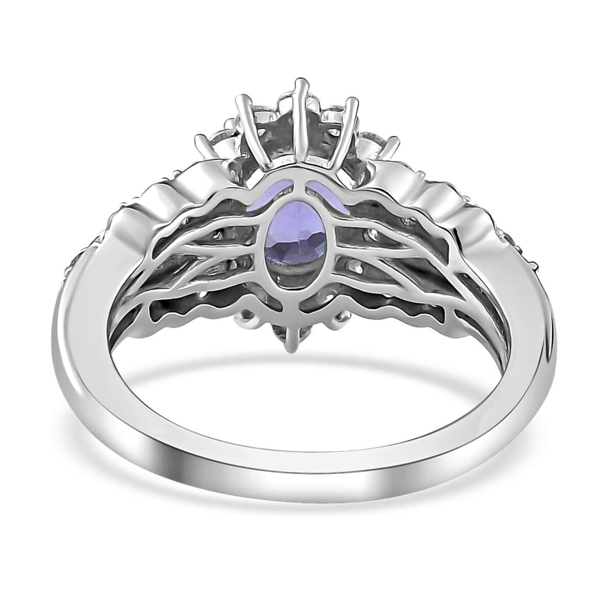 Tanzanite and Multi Gemstone Sunrays Ring in Platinum Over Sterling Silver (Size 6.0) 2.40 ctw image number 4