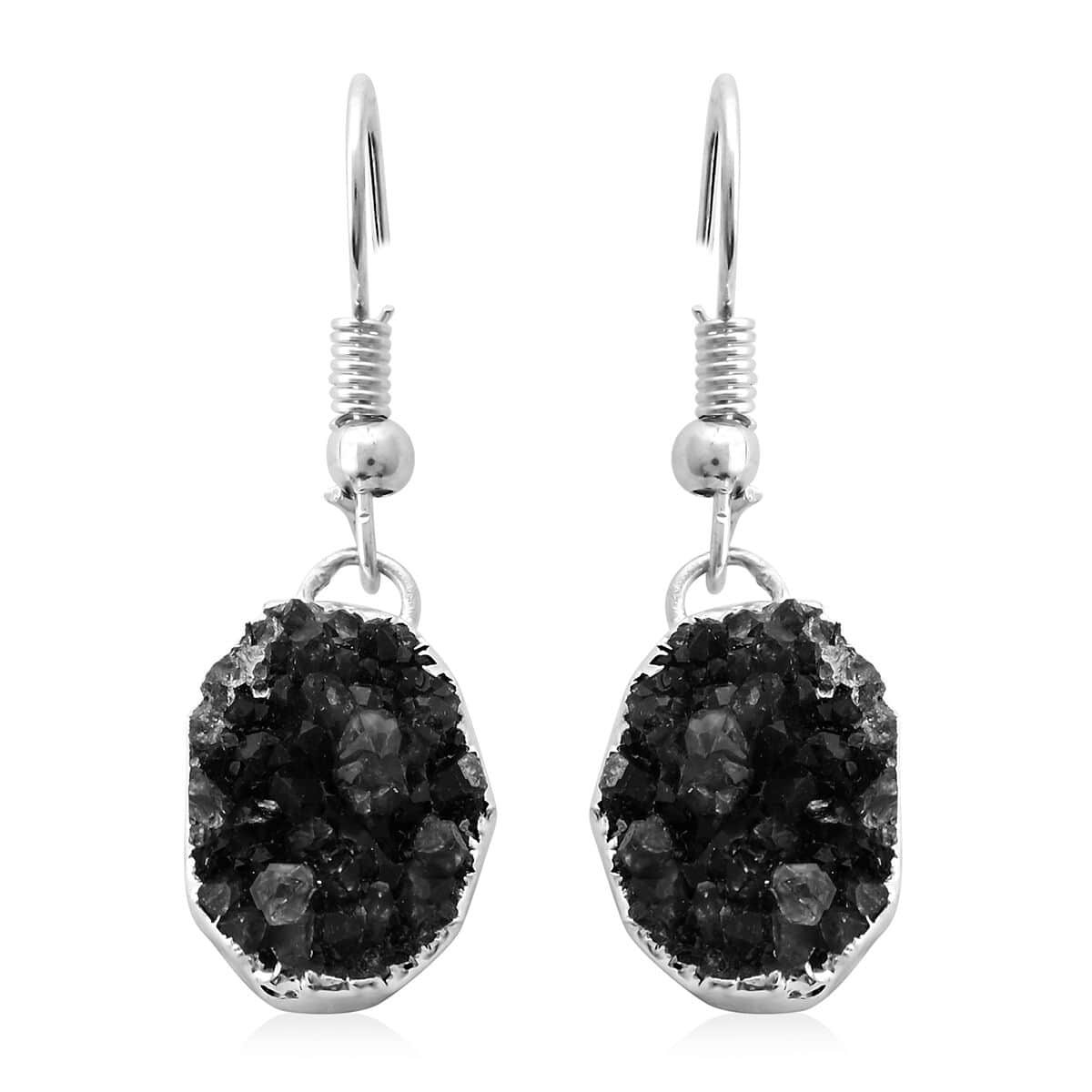 Druzy Geode Amethyst Earrings in Silvertone 10.00 ctw image number 0