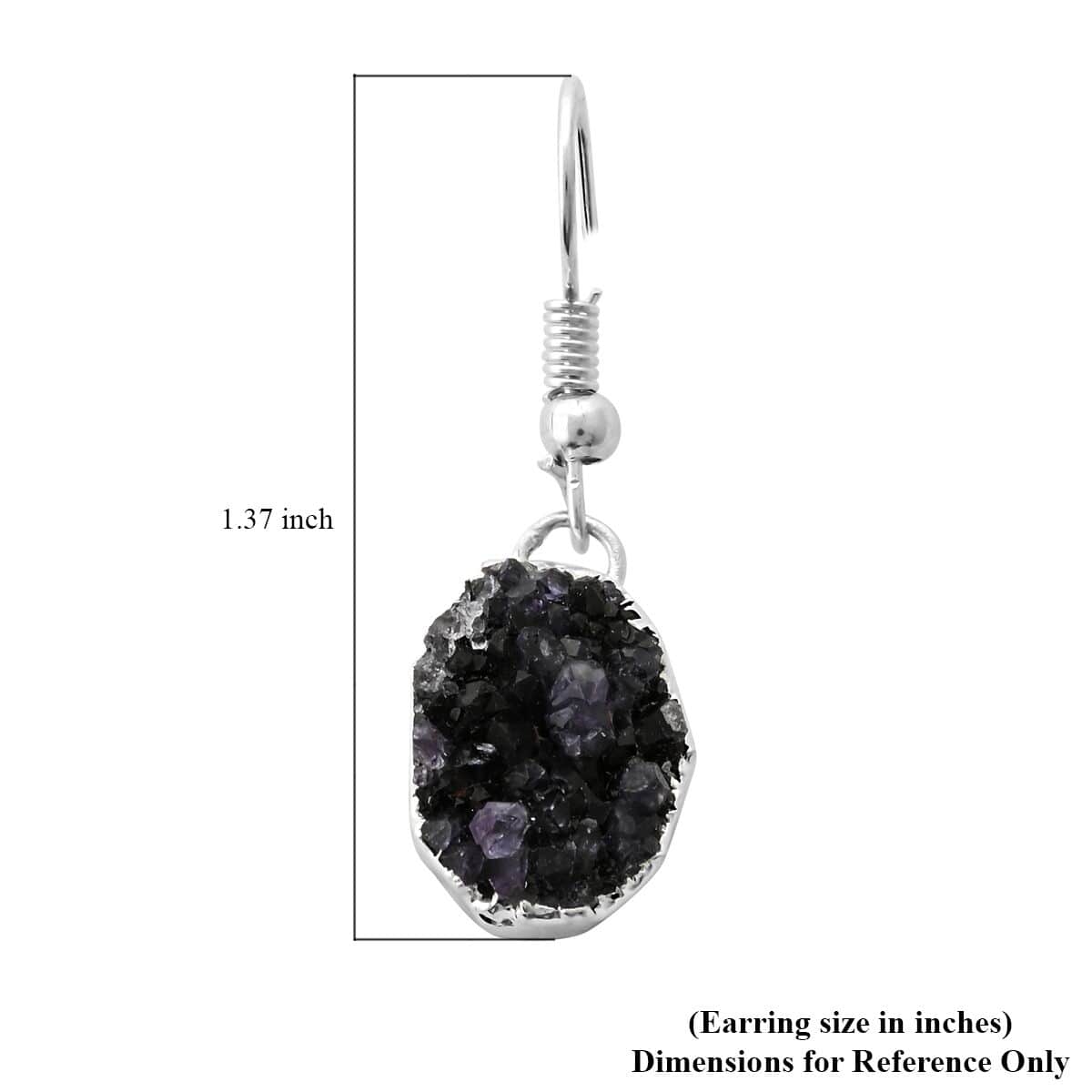 Druzy Geode Amethyst Earrings in Silvertone 10.00 ctw image number 4