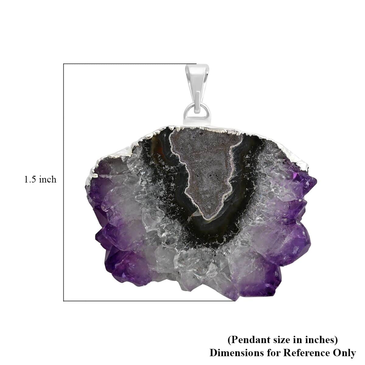Druzy Geode Amethyst Pendant in Silvertone 52.50 ctw image number 3