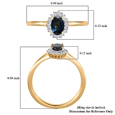 AAA Monte Belo Indicolite and Diamond 0.60 ctw Halo Ring in Vermeil Yellow Gold Over Sterling Silver (Size 10.0) 