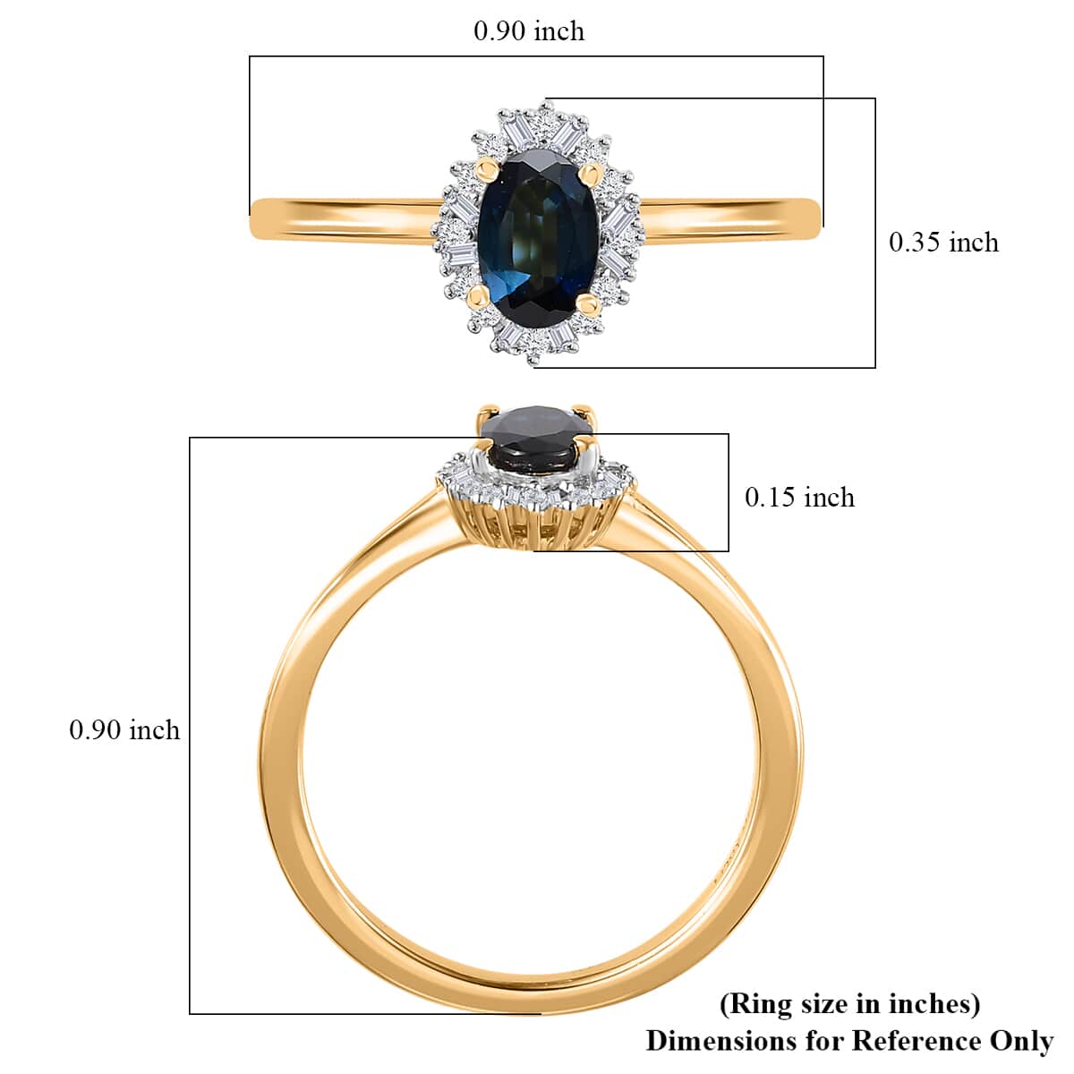 AAA Monte Belo Indicolite and Diamond Halo Ring in Vermeil Yellow Gold Over Sterling Silver (Size 6.0) 0.60 ctw image number 5