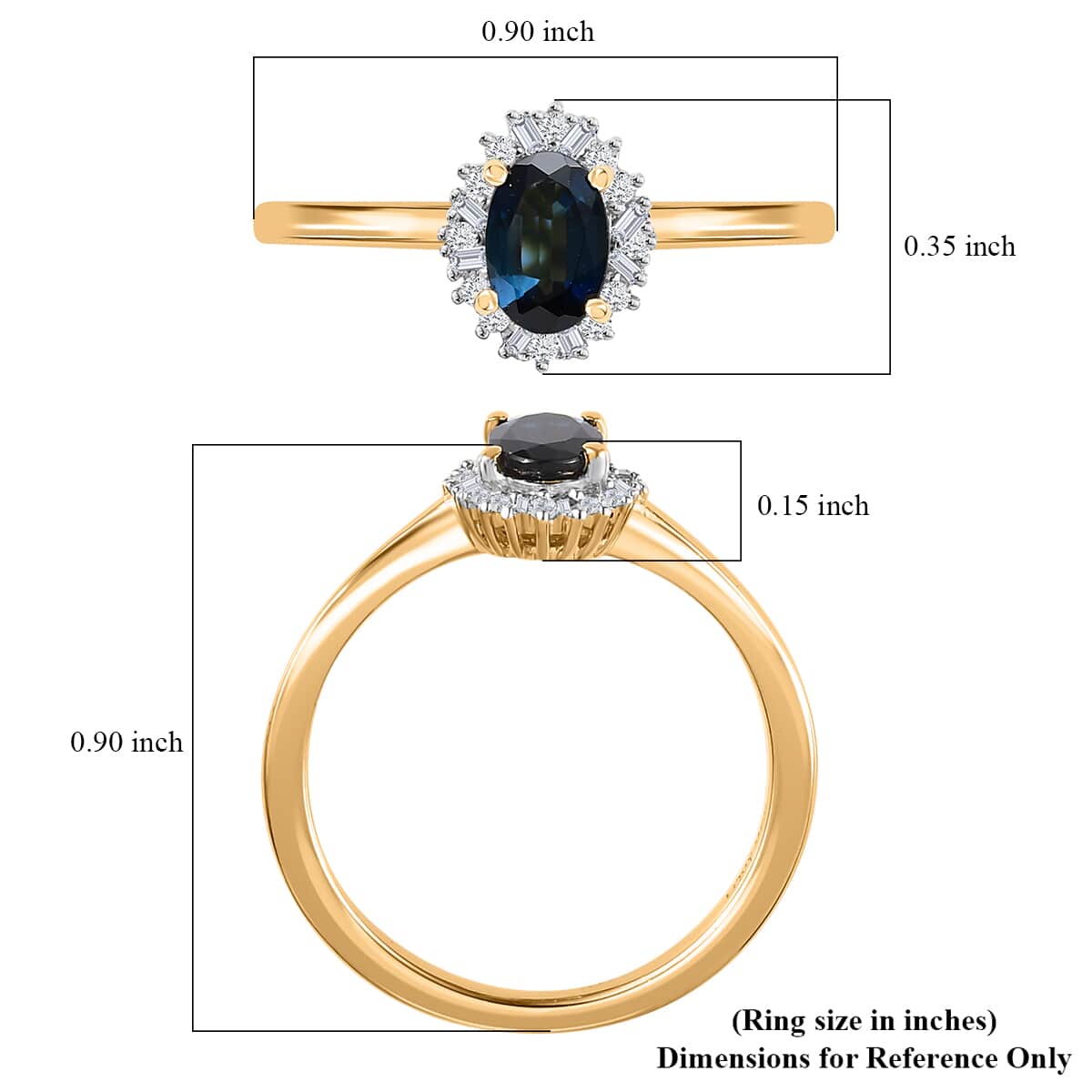 AAA Monte Belo Indicolite and Diamond Halo Ring in Vermeil Yellow Gold Over Sterling Silver (Size 7.0) 0.60 ctw image number 5