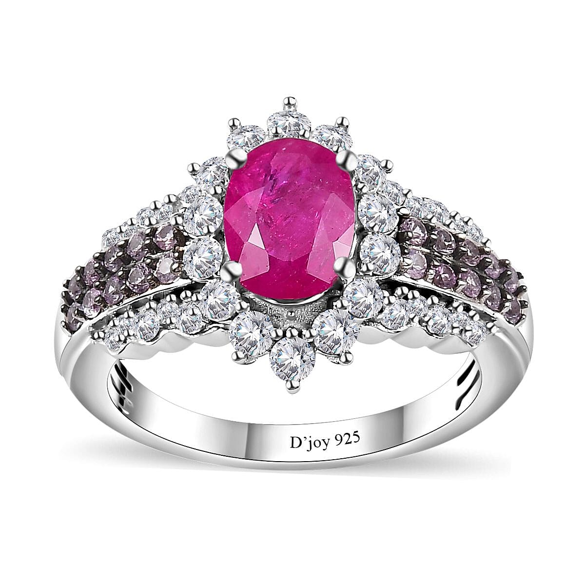Montepuez Ruby and Multi Gemstone Sunrays Ring in Platinum Over Sterling Silver (Size 6.0) 2.25 ctw image number 0