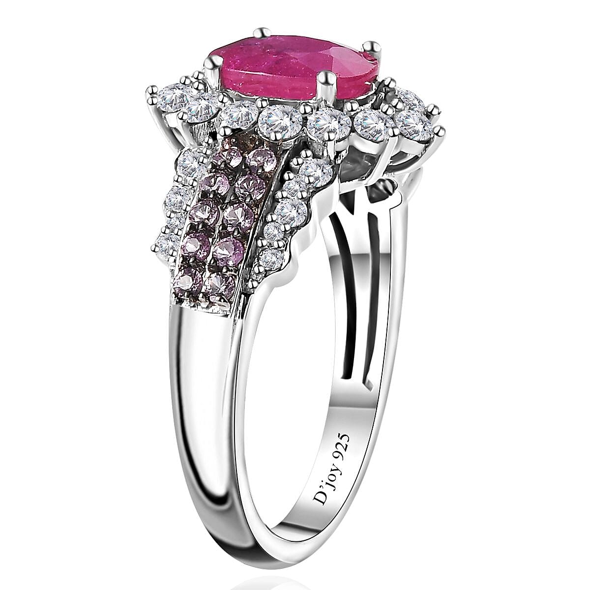 Montepuez Ruby and Multi Gemstone Sunrays Ring in Platinum Over Sterling Silver (Size 6.0) 2.25 ctw image number 3