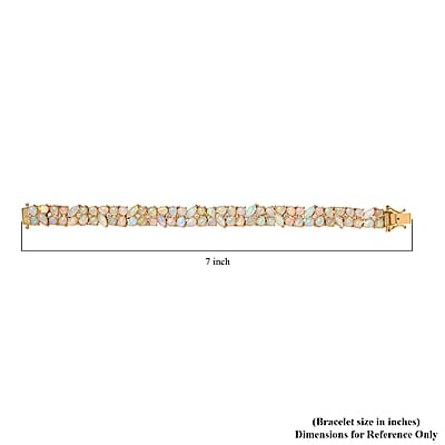 Ethiopian Welo Opal and White Zircon Bracelet in Vermeil Yellow Gold Over Sterling Silver (6.50 In) 16.50 ctw