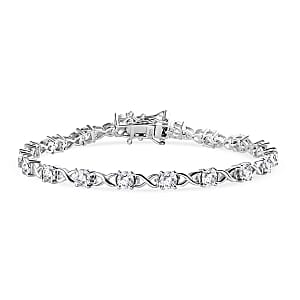 Moissanite 4.57 ctw Cluster Bracelet in Rhodium Over Sterling Silver (7 In) (9.95 g)