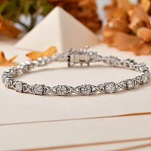 Moissanite 4.57 ctw Cluster Bracelet in Rhodium Over Sterling Silver (7 In) (9.95 g)