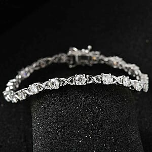 Moissanite 4.57 ctw Cluster Bracelet in Rhodium Over Sterling Silver (7 In) (9.95 g)