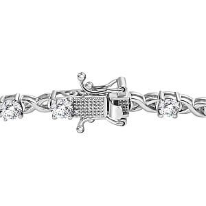 Moissanite 4.57 ctw Cluster Bracelet in Rhodium Over Sterling Silver (7 In) (9.95 g)