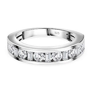 Moissanite 0.94 ctw Band Ring in Platinum Over Sterling Silver (Size 9)