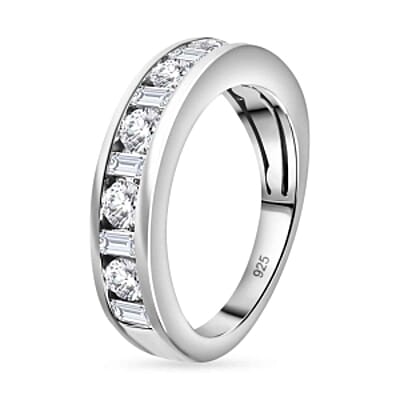 Moissanite 0.94 ctw Band Ring in Platinum Over Sterling Silver (Size 9)