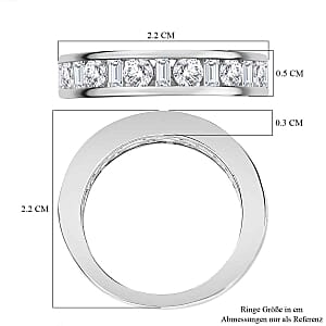 Moissanite 0.94 ctw Band Ring in Platinum Over Sterling Silver (Size 9)
