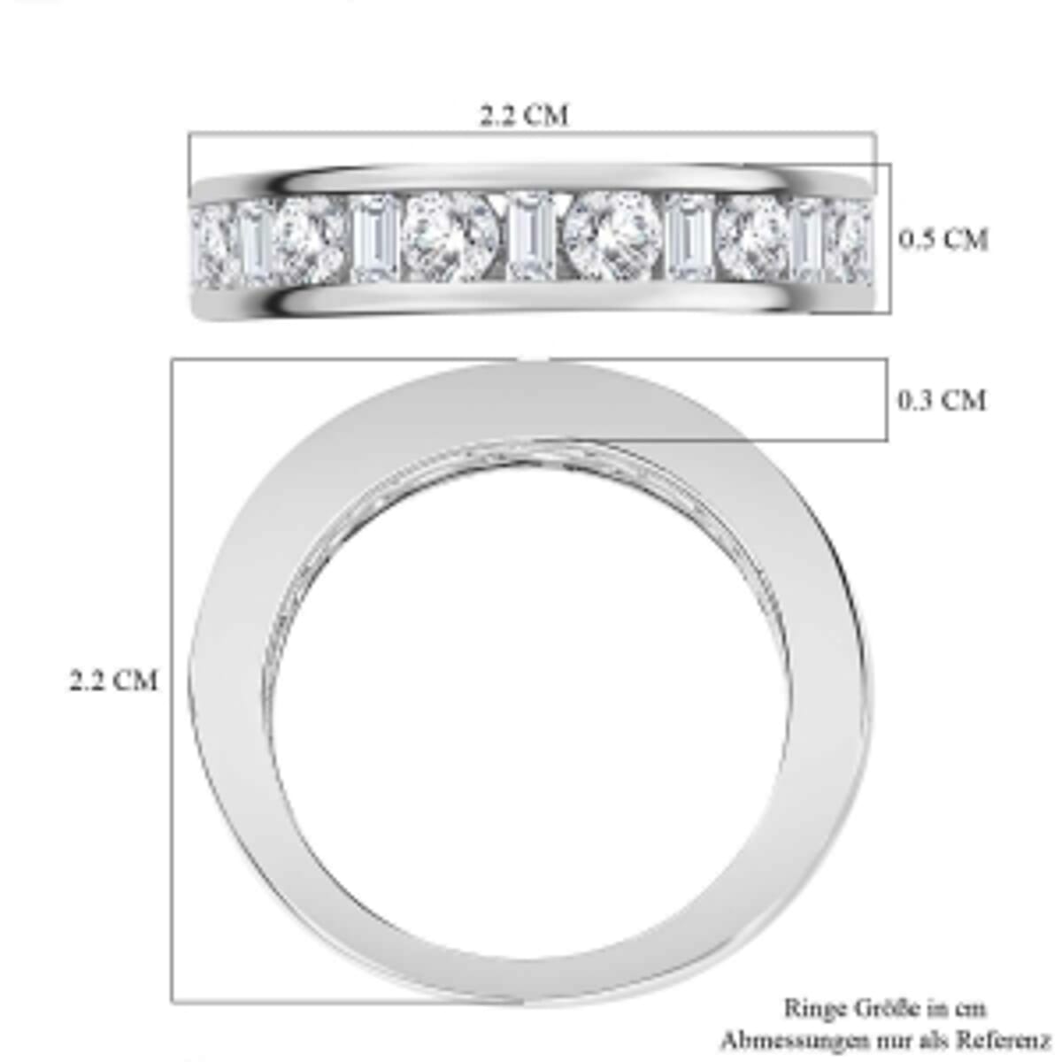 Moissanite 0.94 ctw Band Ring in Platinum Over Sterling Silver (Size 9) image number 6