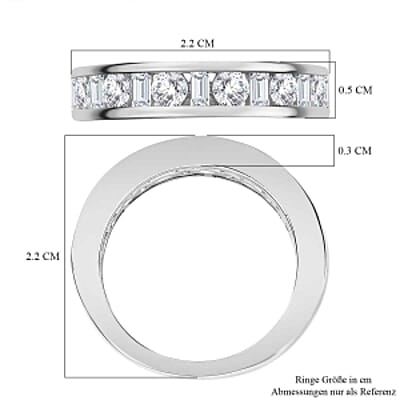 Moissanite 0.94 ctw Band Ring in Platinum Over Sterling Silver (Size 9)
