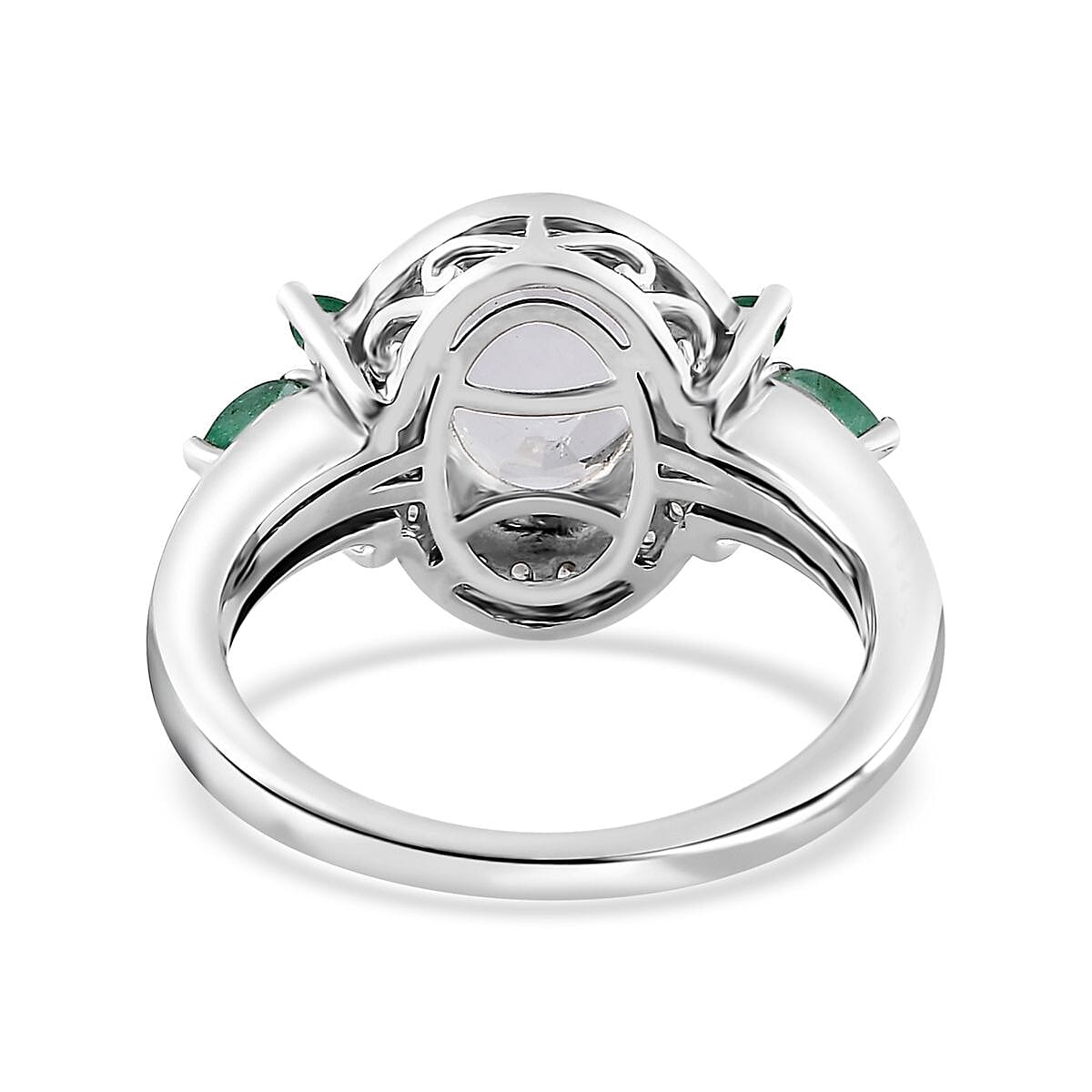 Mexican Hyalite Opal and Multi Gemstone Ring in Platinum Over Sterling Silver (Size 10.0) with Free UV Flash Light 2.20 ctw