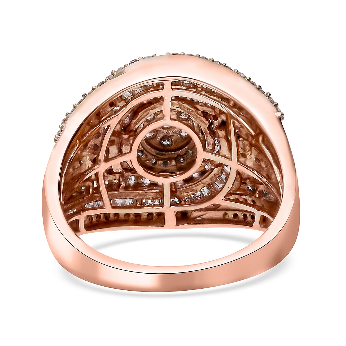 Natural Champagne Diamond 1.50 ctw Celestial Halo Ring in Vermeil Rose Gold Over Sterling Silver (Size 6.0) image number 3