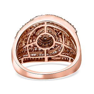 Natural Champagne Diamond 1.50 ctw Celestial Halo Ring in Vermeil Rose Gold Over Sterling Silver (Size 6.0)